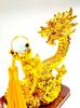 Golden Rising Dragon Figurine with Crystal Ball for Good Fortune and Strong Luck