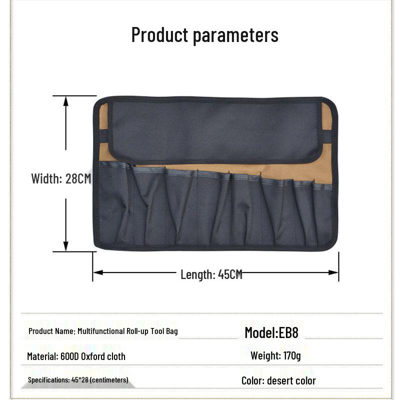 Multifunctional Roll-up Tool Bag for Electricians and Motorcyclists