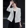 Demana CBD Chic Peaked Lapel Double-Breasted Short Blazer with Irregular Split