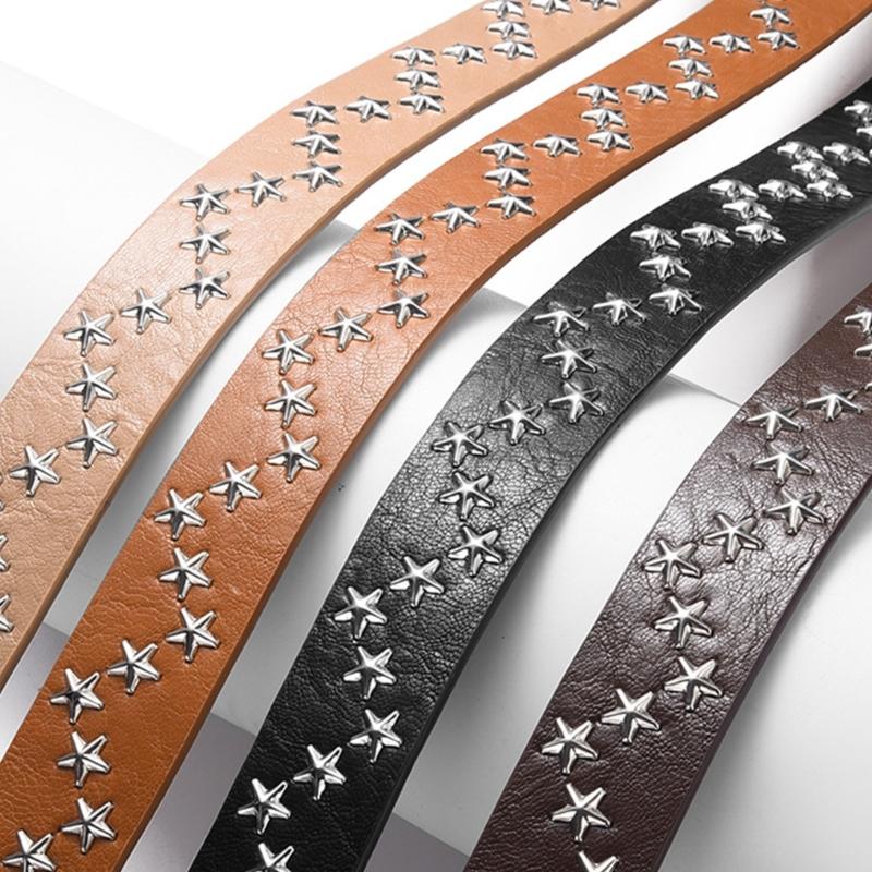 Elegant PU Belt With Star Embellishments Trendy Soft Belt With Adjustable Accessory for Dress or Jeans