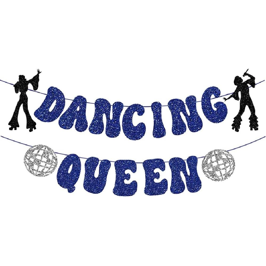 Konsait Glitter Dancing Queen Party Decorations, Mamma Mia Bachelorette Party Decorations Disco Ball Banner for Birthday Bridal Shower Wedding Party