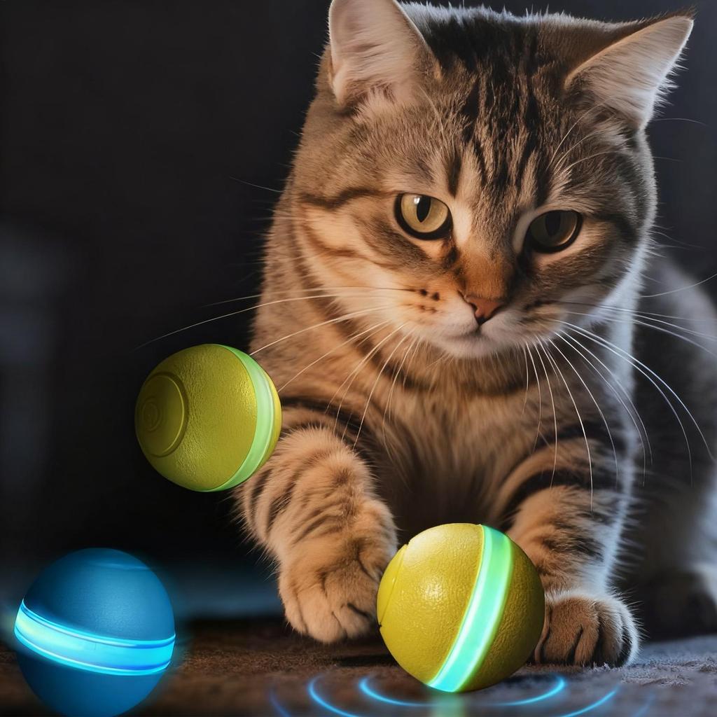 Electric Rolling Pet Toy Ball Jumping Smart Interactive Toy Obstacle Avoidance Rolling Cat Ball With LED Light For Indoor Play