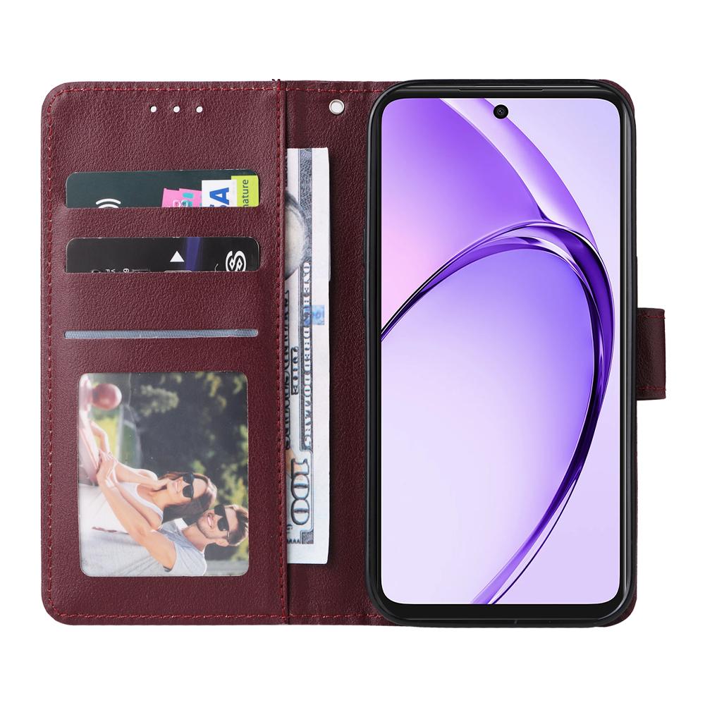 For Oppo A6 Pro 5G Case Splicing Imprinted Rhombus Leather Cover with Wrist Strap