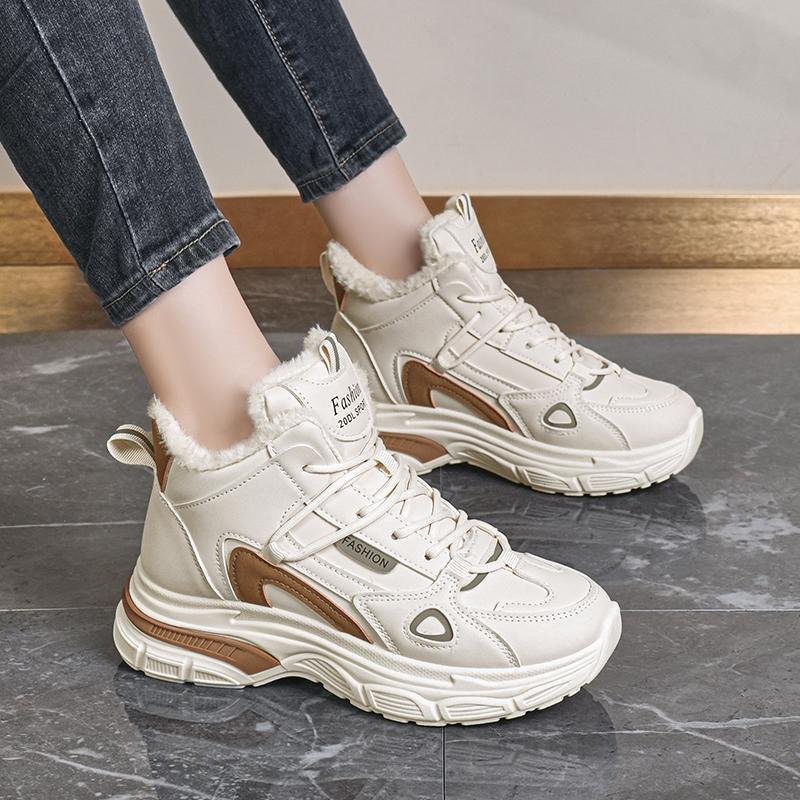 36-43 Women's Plus Size Fashionable Plus Velvet Warm Casual High Top Cotton Shoes Snow Boots Sports Women's Cotton Shoes