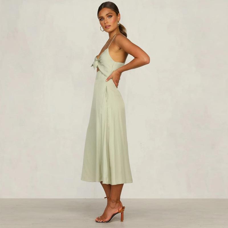 2025 neue Sommer sexy Temperament Damenbekleidung Träger ärmellos mittel und langes Kleid Kleid