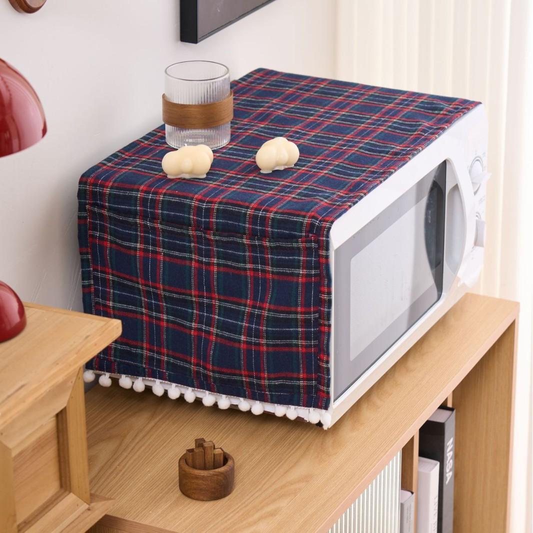 

Polyester Cotton Plaid Microwave Dust Cover Single Door Refrigerator Cover Double Door Refrigerator Drum Washing Machine Cover 30x90CM