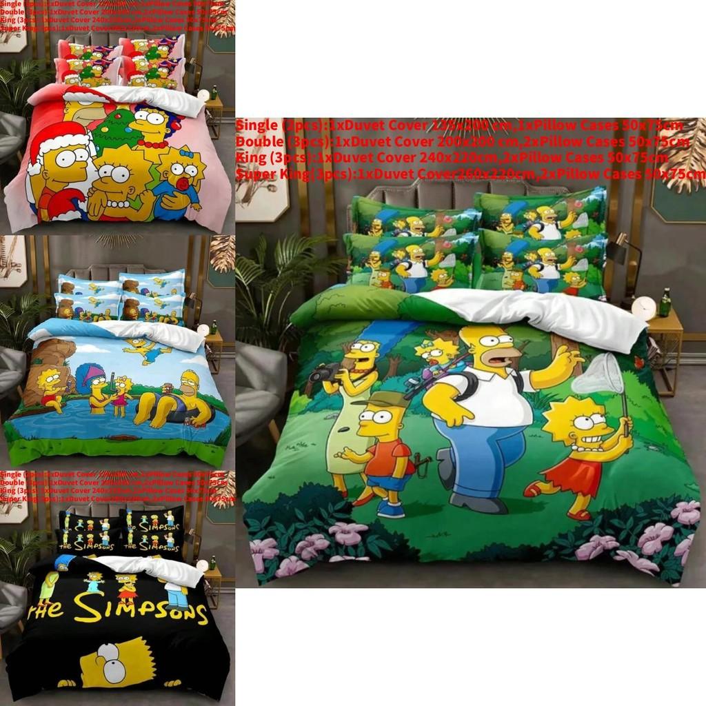 The Simpsons Cartoon Bedding Set With Reactive Dye Printing For Modern Home Decor