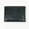 Men's Leather Wallet 3B Scrgrn -Premium Green Croc Look Napa Leather Wallet with Coin Pocket & 6 Card Slots - Luxury Slim Bifold Design