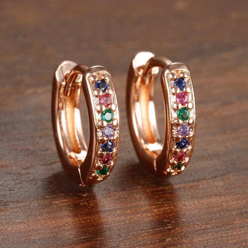 Европейская и американская мода Круглые серьги-гвоздики с цирконием | Прокалывающие уши кольца 8 мм | Модные персонализированные украшения