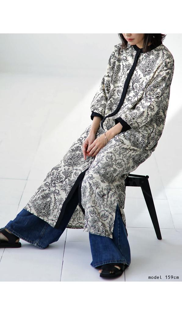 Antiqua Toile de Shirt Long Free Size Ivory Jouy-style Dress, Women's, Sleeve, PO-00133, 28,