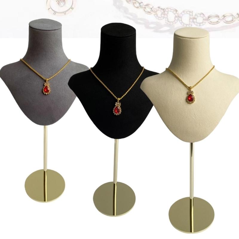 Mannequin Shaped Necklace Showcase Stand Stylish Portrait Model Jewelry Holder Tabletop Neckchain Pendant Display Rack
