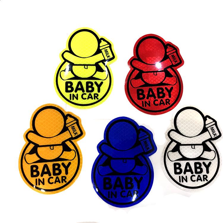 Reflective Baby In Car Sticker - Self-Adhesive Diamond Grade Warning Sticker