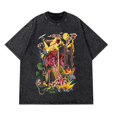 Vintage Washed Tshirts Anime T Shirt Harajuku Tee Cotton Fashion Streetwear Unisex Top