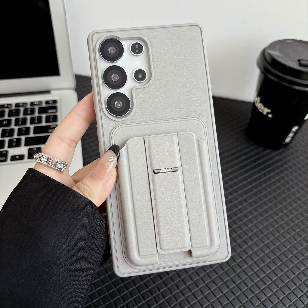 Business Solid Color Magnetic Card Slot Holder Leather Case For Samsung S26 Ultra S25 Plus S24 A26 A17 Shockproof and Drop-resistant Cover