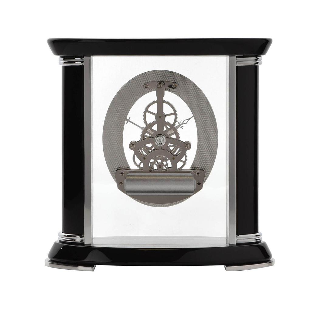 Wm.Widdop Piano Wood Skeleton Movement Mantel Clock 19.5cm