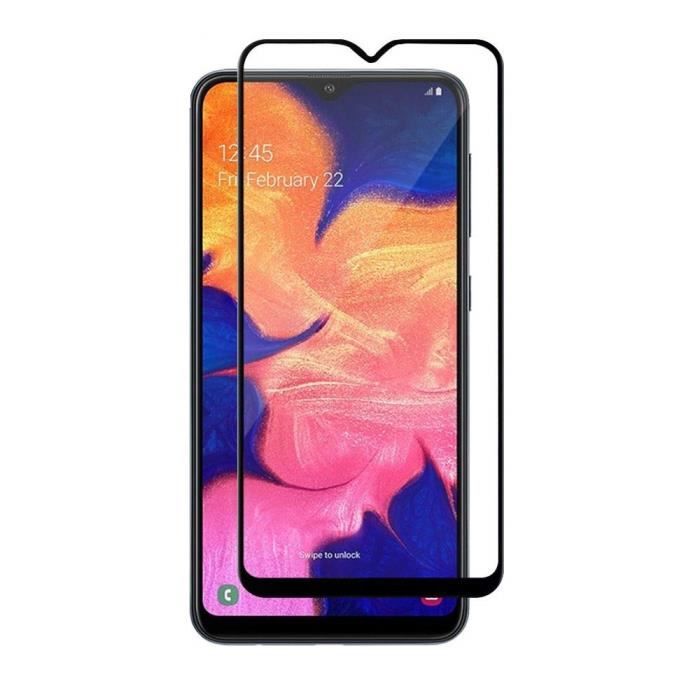 Verre Trempé - Phonillico® - Samsung Galaxy A10 - Pack de 2 - Bord Noir - Résistant aux rayures