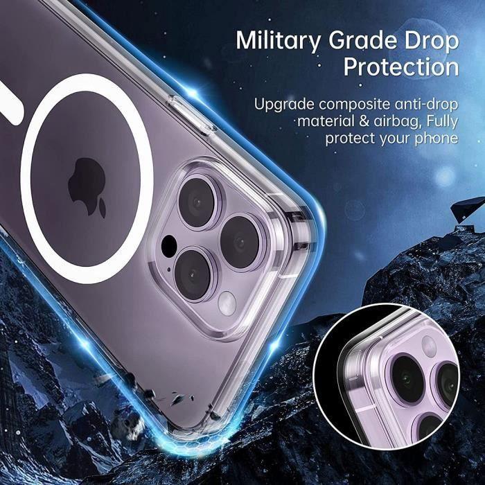 Coque et 2 Verres Trempés pour iPhone 14 Pro (6,1") Protection Transparente avec Cercle Magnétique