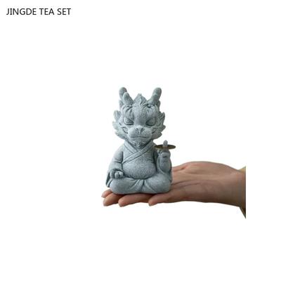 1PCS Premium Green Sandstone Lucky Zodiac Dragon Qilin Tea Pet Ornament Home Desktop Fish Tank Landscape Decoration Gift