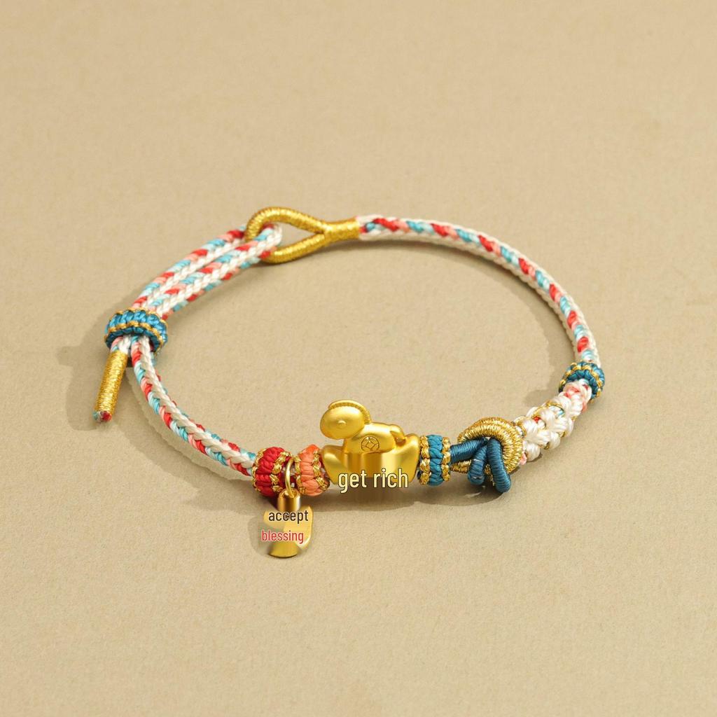Handmade Zodiac Horse Red String Bracelet - Ethnic Style New Year Gift