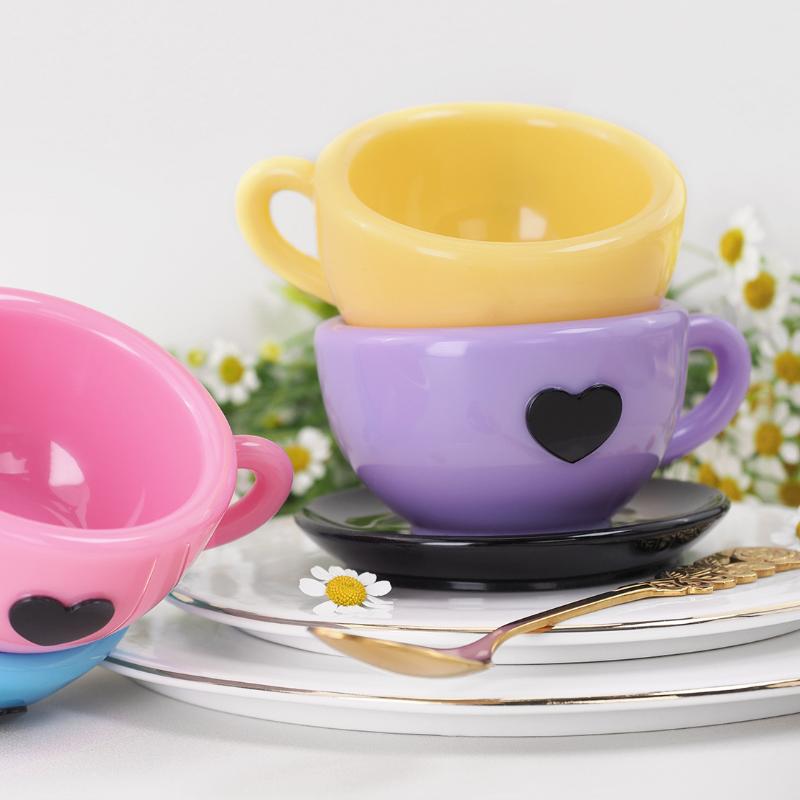 Teetassen Tablett Silikonform mit Griff DIY Herz Kaffeetasse Untertasse UV Harz Epoxidform Kerzenbecher Keramikform Handwerk Gießen