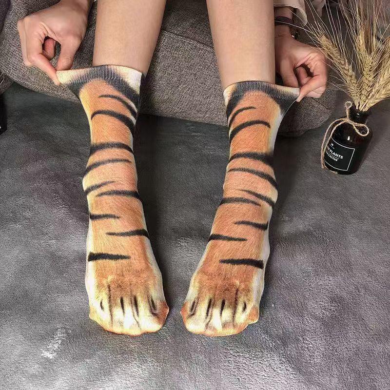 1 Par Creativo Divertido Perro Mono Pollo Cerdo Pata Novedad Calcetines Unisex Adulto Impresión 3D Animal Pata Calcetines Broma Regalos de Navidad