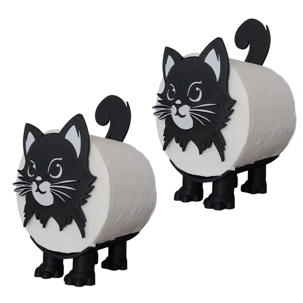 Toilet Roll Holder 3d Printed Toilet Paper Stand Adorable Black Cat Toilet Paper Holder Cute Bathroom Organizer for Tissue