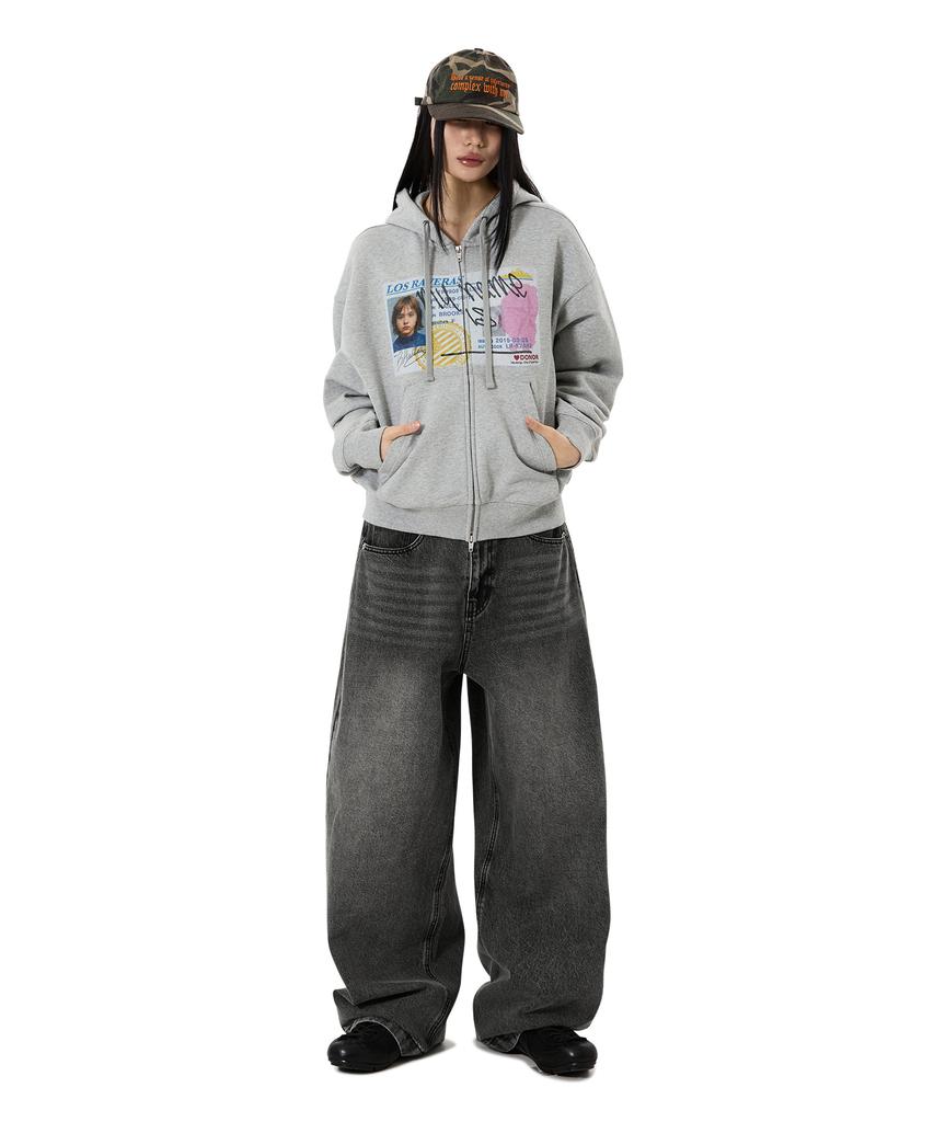 Openyard(Oy) Fake License Hoodie Zip Up - Melange