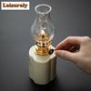 Hand-painted Ceramic Butter Lamp Camping Atmosphere Home Tealight Kerosene Chinese Tea Room Creative Decoration Ornament Crafts