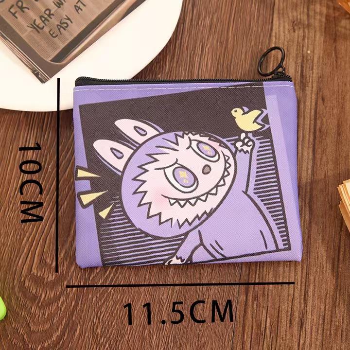 Portamonete Labubu mini borsa, porta carte per bambini, borsa portatile in PU per cuffie, piccola borsa portaoggetti da viaggio