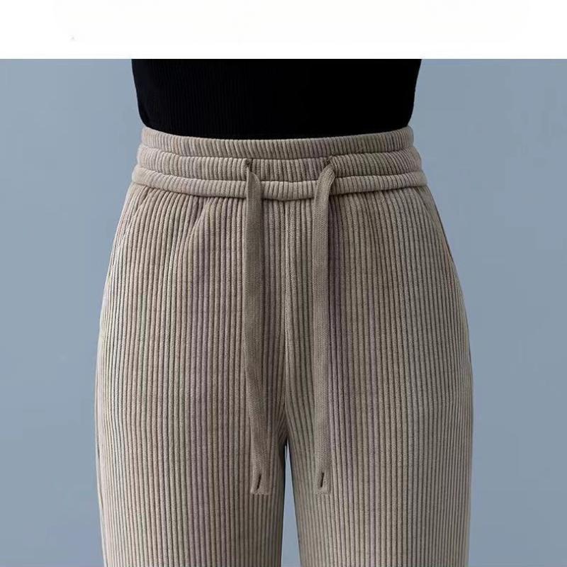 Frühling Herbst Hohe Taille Gerade Lose Cord Hosen Frauen Mode Feste Beiläufige Breite Bein Hosen Frauen Elegante Vintage Einfache frauen hosen 25694