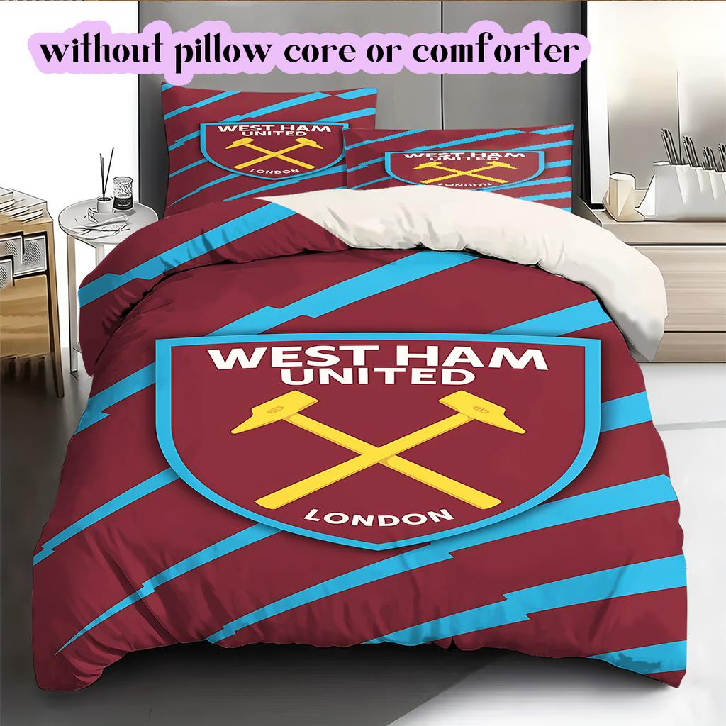 Football Red Blue Pattern Bedding Quilt Set Quilt Cover Pillowcase Home Decoration Birthday Gift (1 * duvet cover + 2 * pillowcase, without core)
