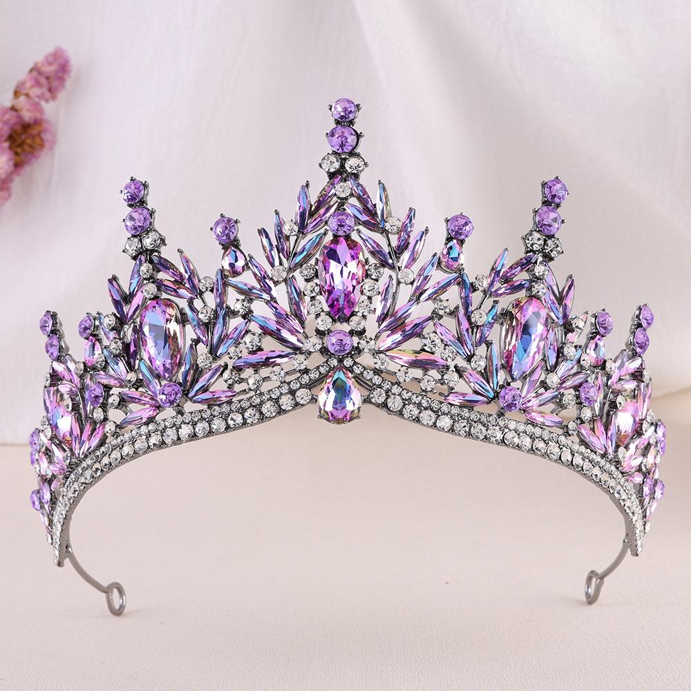 DIEZI Corona Tiara Barocca Vintage con Cristalli AB per Donne Ragazze Matrimonio Festa Elegante Lusso Corona di Strass Acconciatura Gioielli