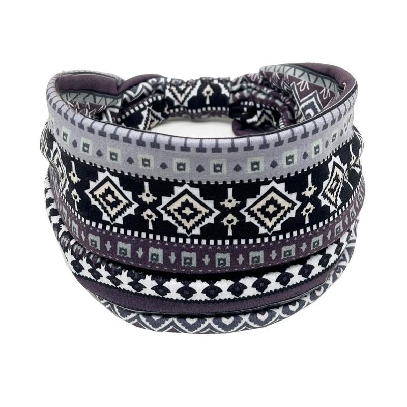 

New ethnic-style printed headband, bohemian hairband, sports sweat-absorbing women s anti-sweat wide headscarf with wide edges чёрный