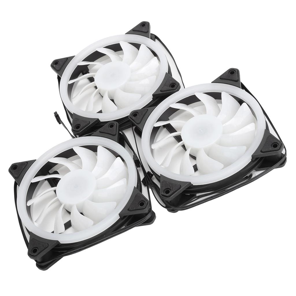 3Pcs Computer Chassis Cooling Fan Mute 6‑Pin Dual RGB Lights with Remote Control 120mm