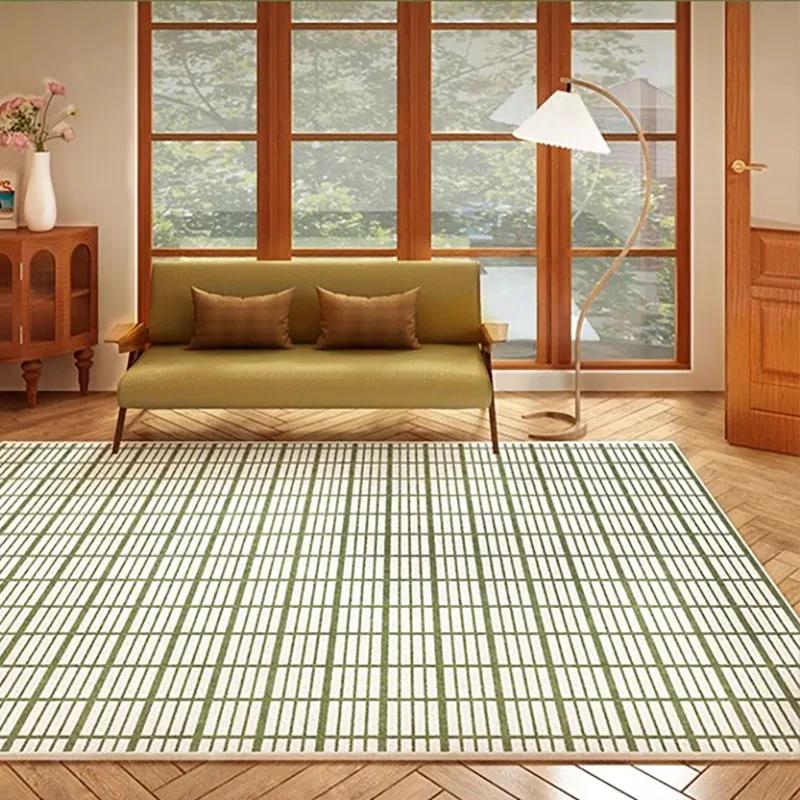 Green Polka Dot Carpet Floral Line Rugs Geometric Decoration Rug Minimalist Plaid Living Room Carpets Bedroom Easy Clean Carpet