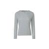 MONPLISSE [Women'S] Round Neck Soft Pleated Striped T-Shirt (Ivory)