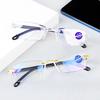 New Intelligent Zoom Glasses Men Women Reading Glasses Anti Blue Ray Rimless Cutting Presbyopia Eyewear Prescription Glasses