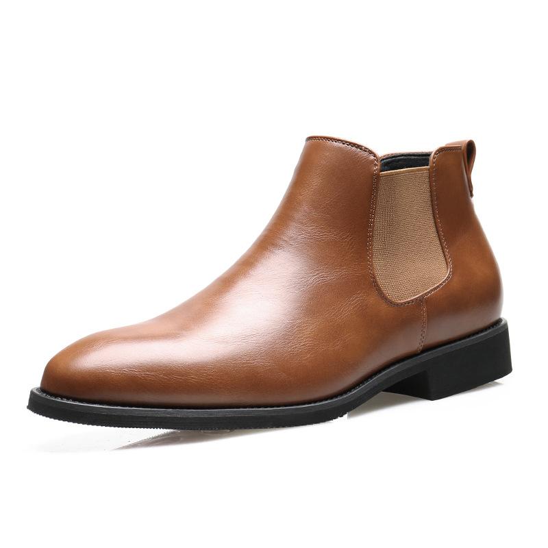 New Shoes for Men Leather Casual Shoes Pointed Toe Leisure Dress Shoes Spring Autumn Classical Chelsea Boots