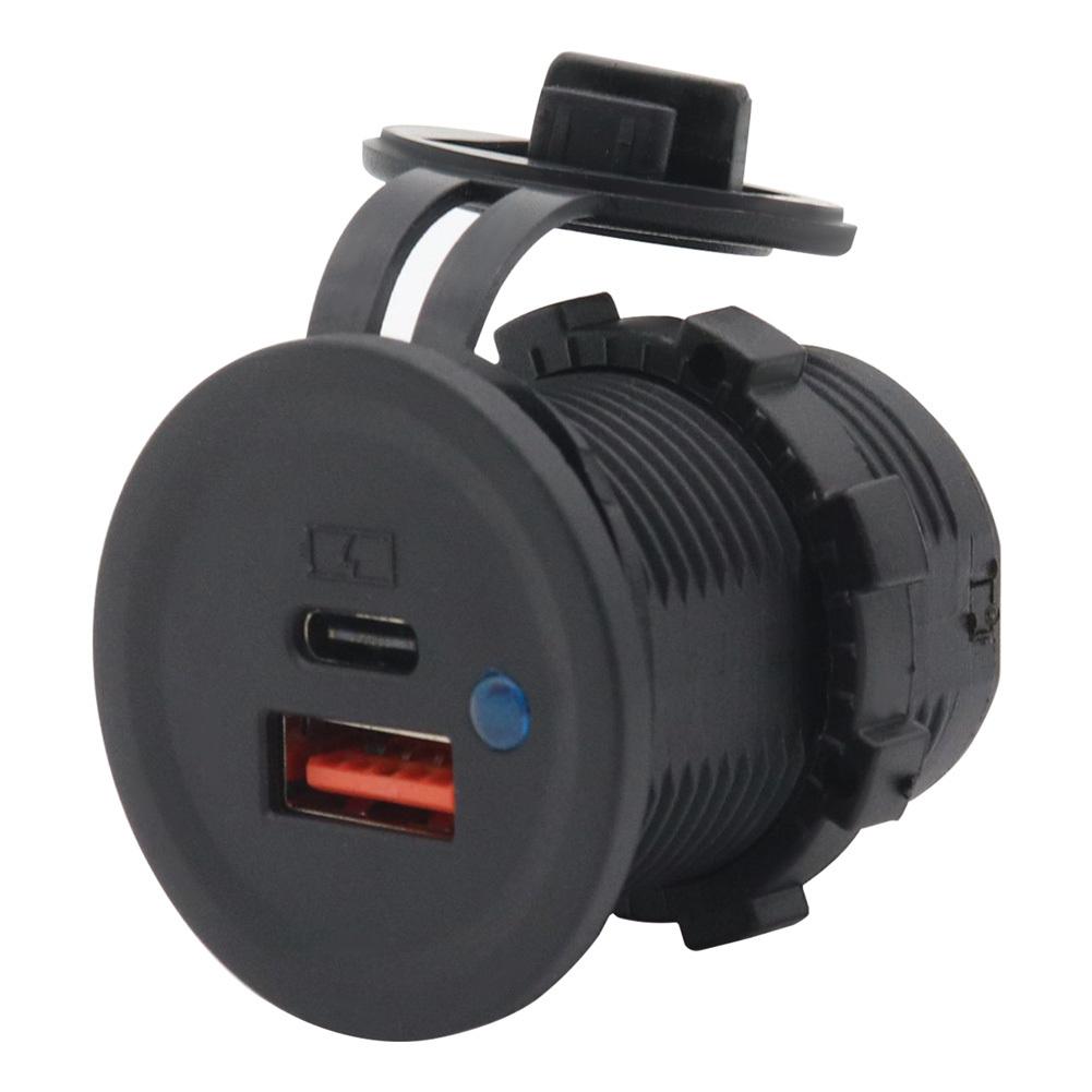 Car Charger 18W Fast Charging Car Charging Socket Adapter Type-C USB A Ports Charger For Smartphone Laptop Tablet