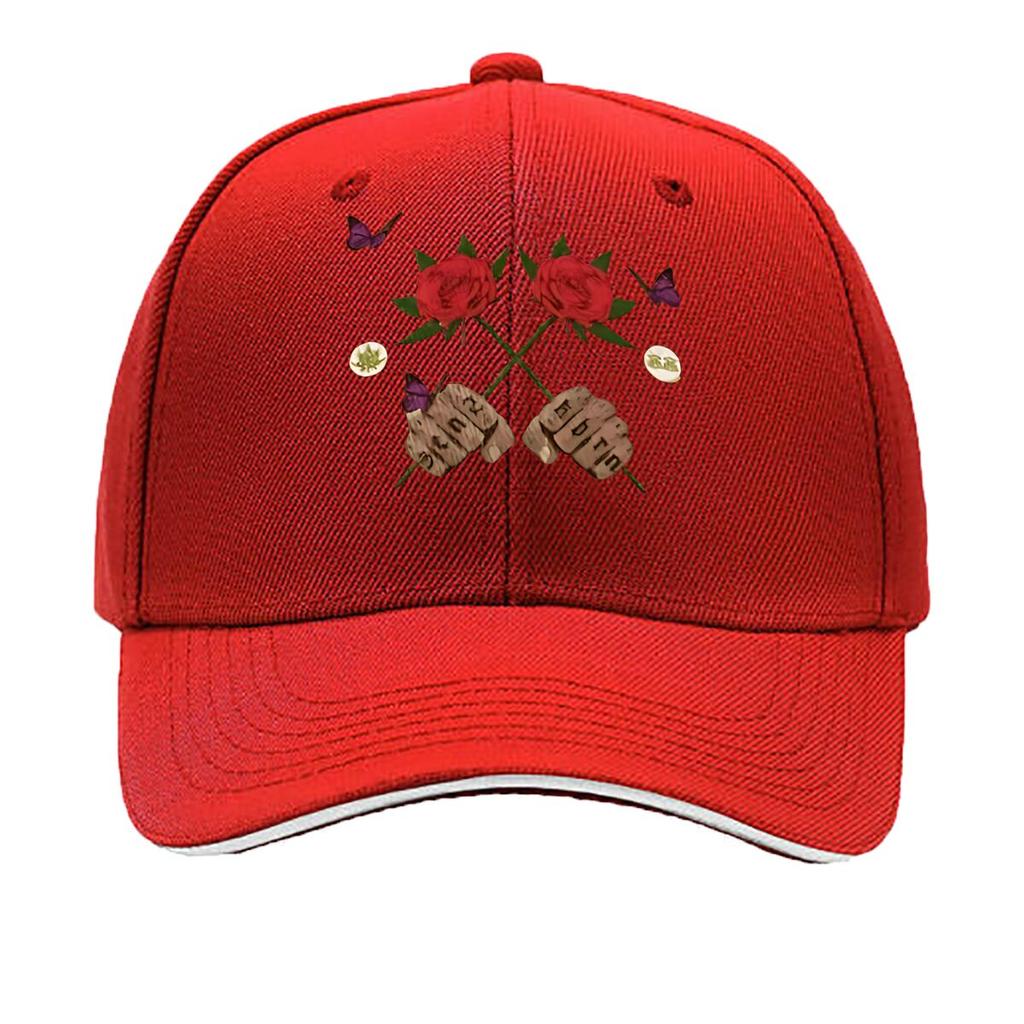 Artificial Red Rose Home Decor With Butterflies Wooden Accents Hip Hop hat Fashion Outdoor Sports Sandwich Baseball Cap