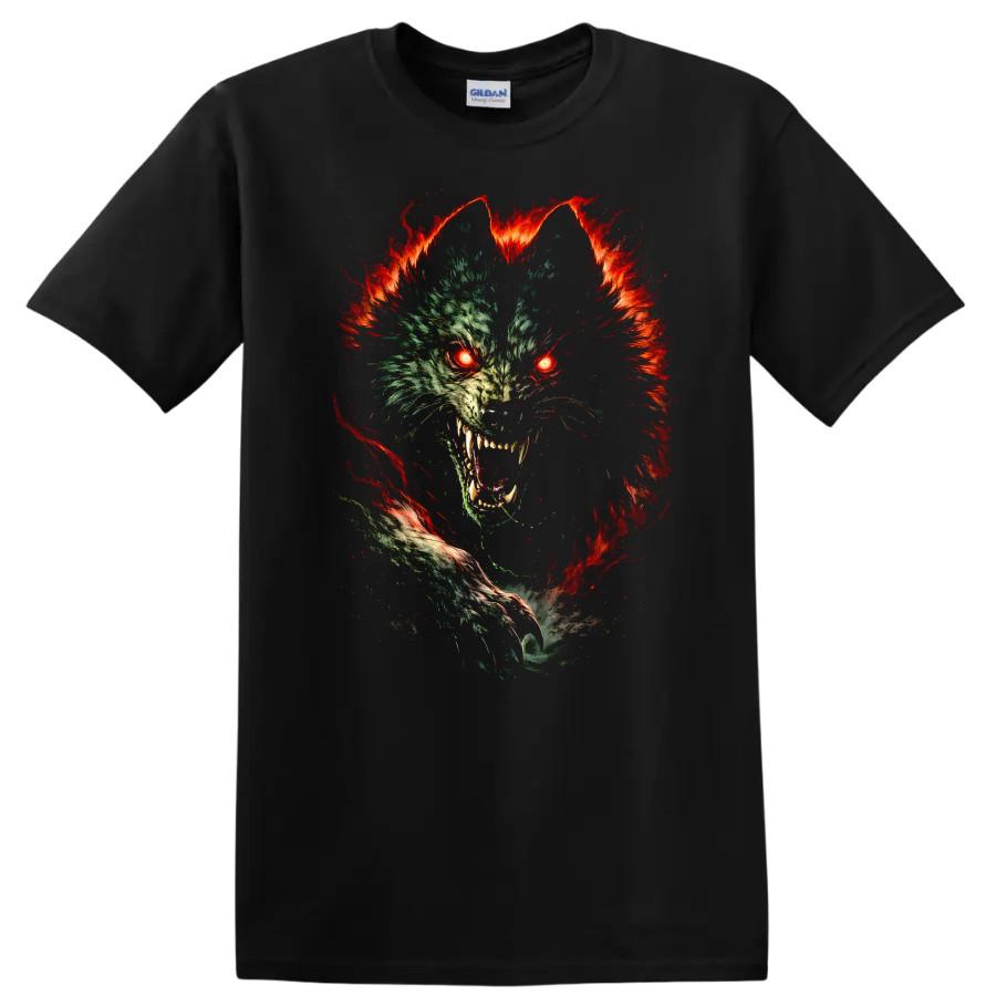 Wolf Fire Fury T Shirt Wild Animal Graphic Tee Design for Nature Lovers