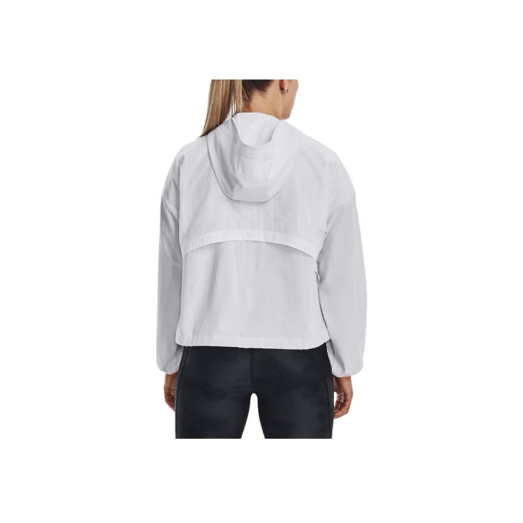 Under Armour Solid Print Woven Hooded Jacket Women Outerwear White 1377550-100