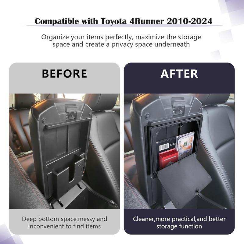 Center Console Hidden Box Tray for Toyota 4Runner Accessories 2010- 2024 Interior Armrest Hidden Privacy Storage Organizer