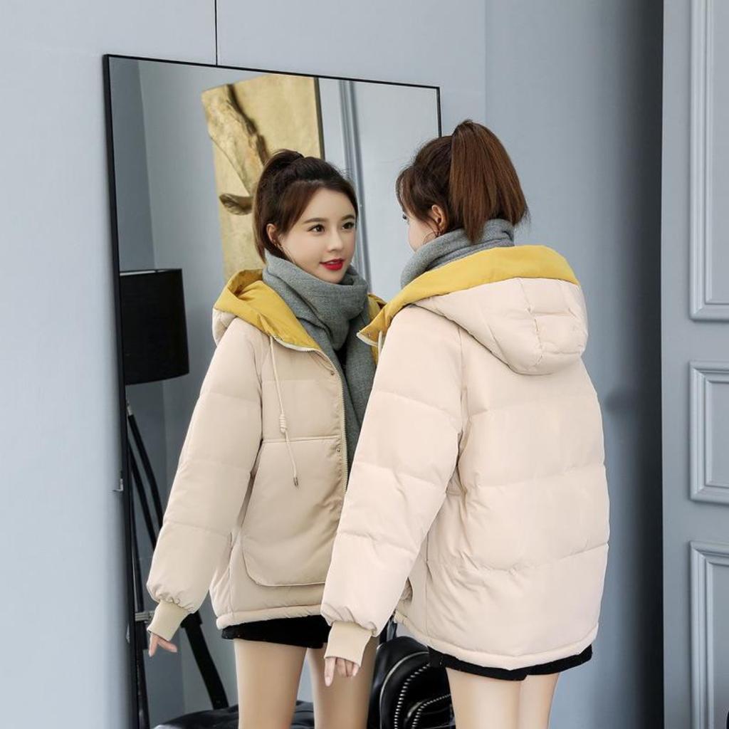 2024 New Spring and Autumn Large Size Women's Clothing Age Reduction Short Down Cotton Clothing Thickened Hooded Cotton Clothing Jacket Women's Trend