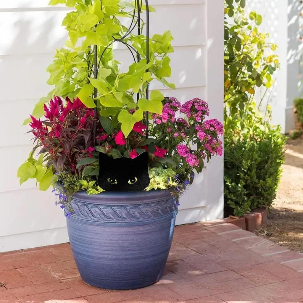 Qmetalart Black Cat Decorations Metal Garden Yard Art Decor Farmhouse Home Decor Outdoor Ornaments Décor Courtyard Lawn Gift Ideal for Cat Lovers