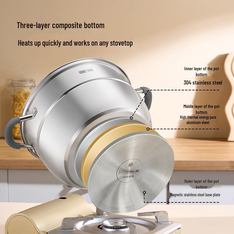 Jingdong Zao 304 Stainless Steel 2-Layer Steamer