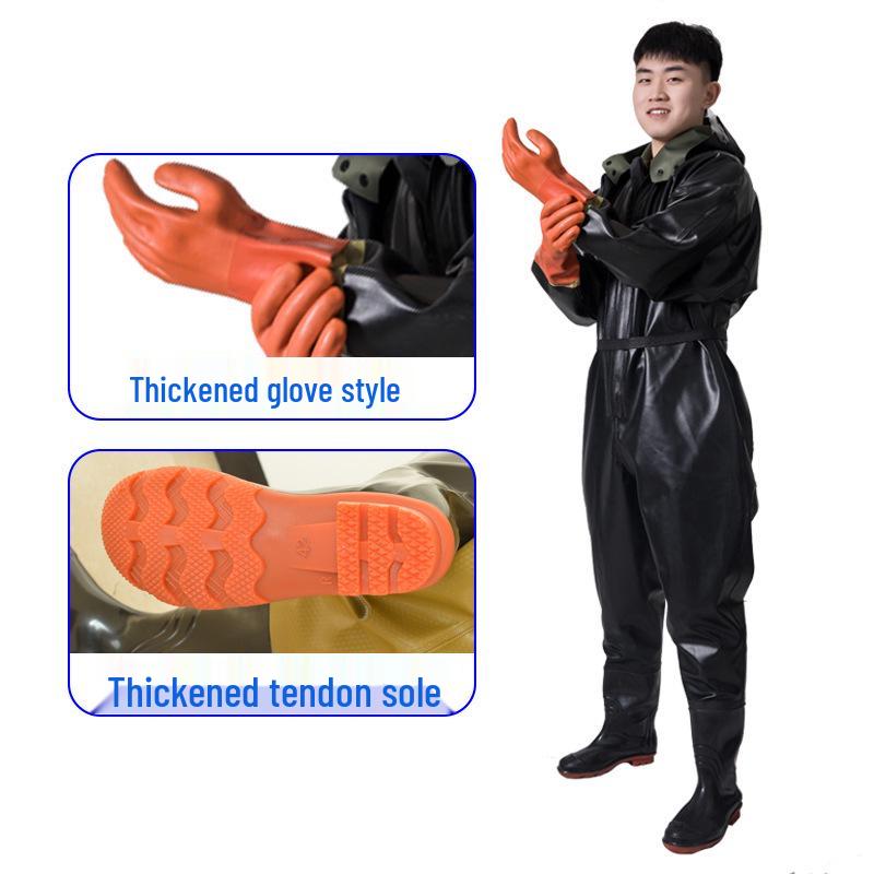 Full Body Waterproof Waders with Skin Suit & Water Shoes for Fishing and Reservoir Activities