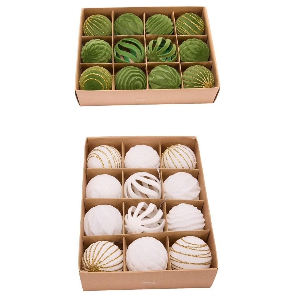 12Pcs/Box Velvet Christmas Hanging Balls DIY Crafts Painted Plastic Christmas Tree Ornament 6CM Christmas Flocked Ball Set