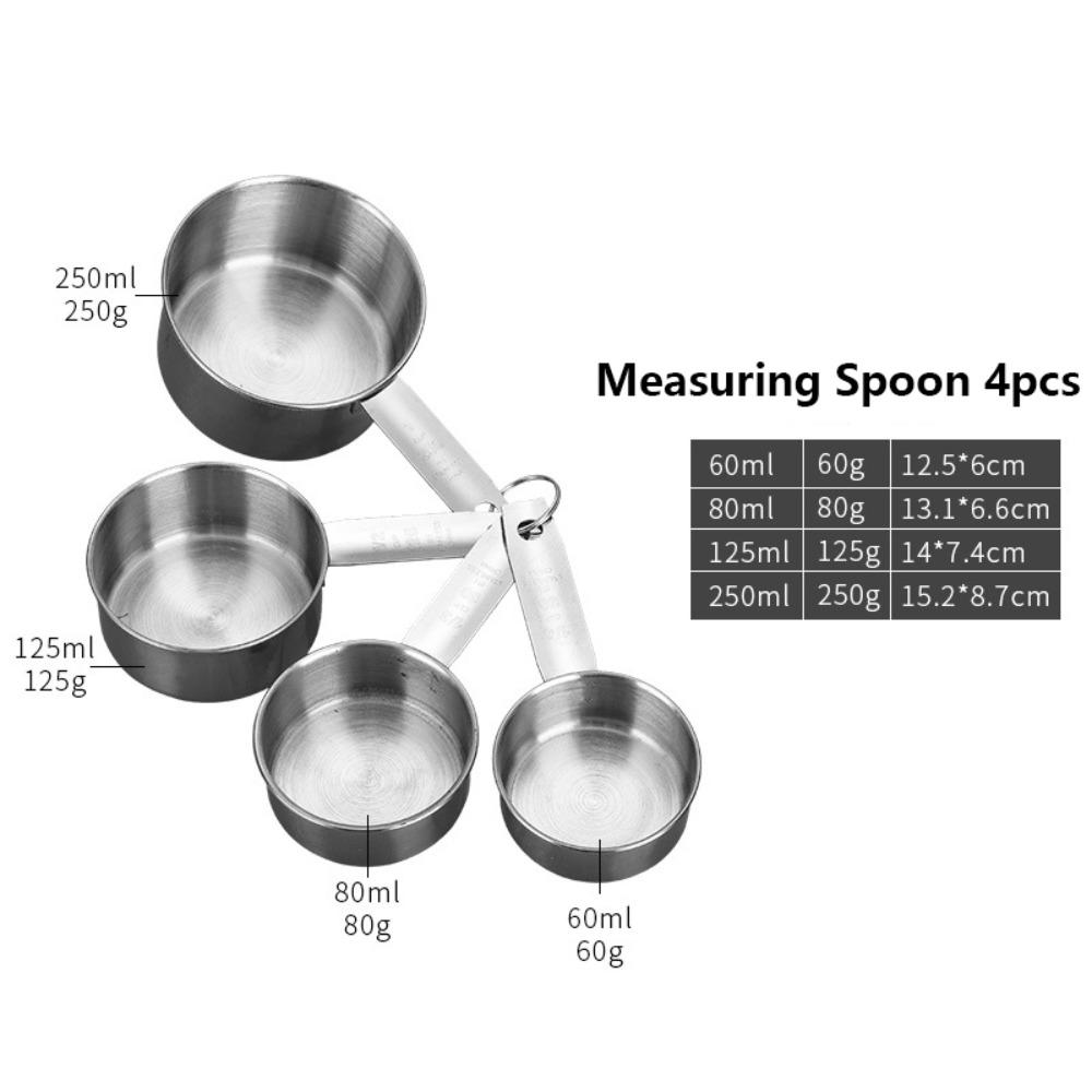 With Scale Measuring Spoon Set Stainless Steel Kitchen Measuring Cup  Seasoning Measuring