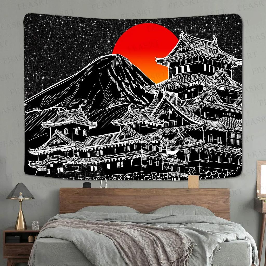 Tapestry Japanese Legend Wall Hanging Blanket Fuji Mountain Art Chinese style Print Tapestry 60x40inch Tokyo Natural